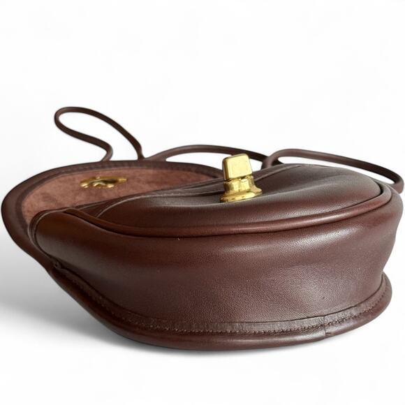 Vintage COACH 9826 Mini Belt Bag Mahogany Brown Leather Turnlock Brass Crossbody - Picture 11 of 12
